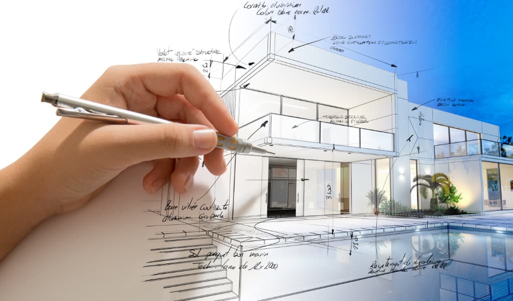 Sketch of a modern house project