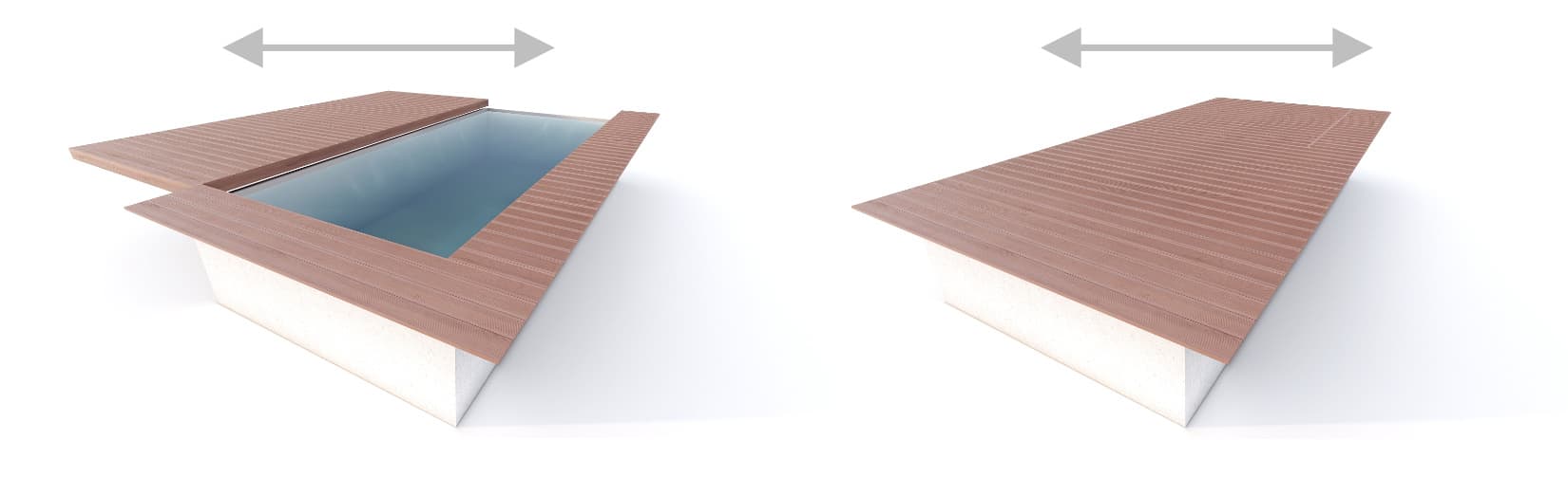 Visualization of a horizontal move swimming pool floor 