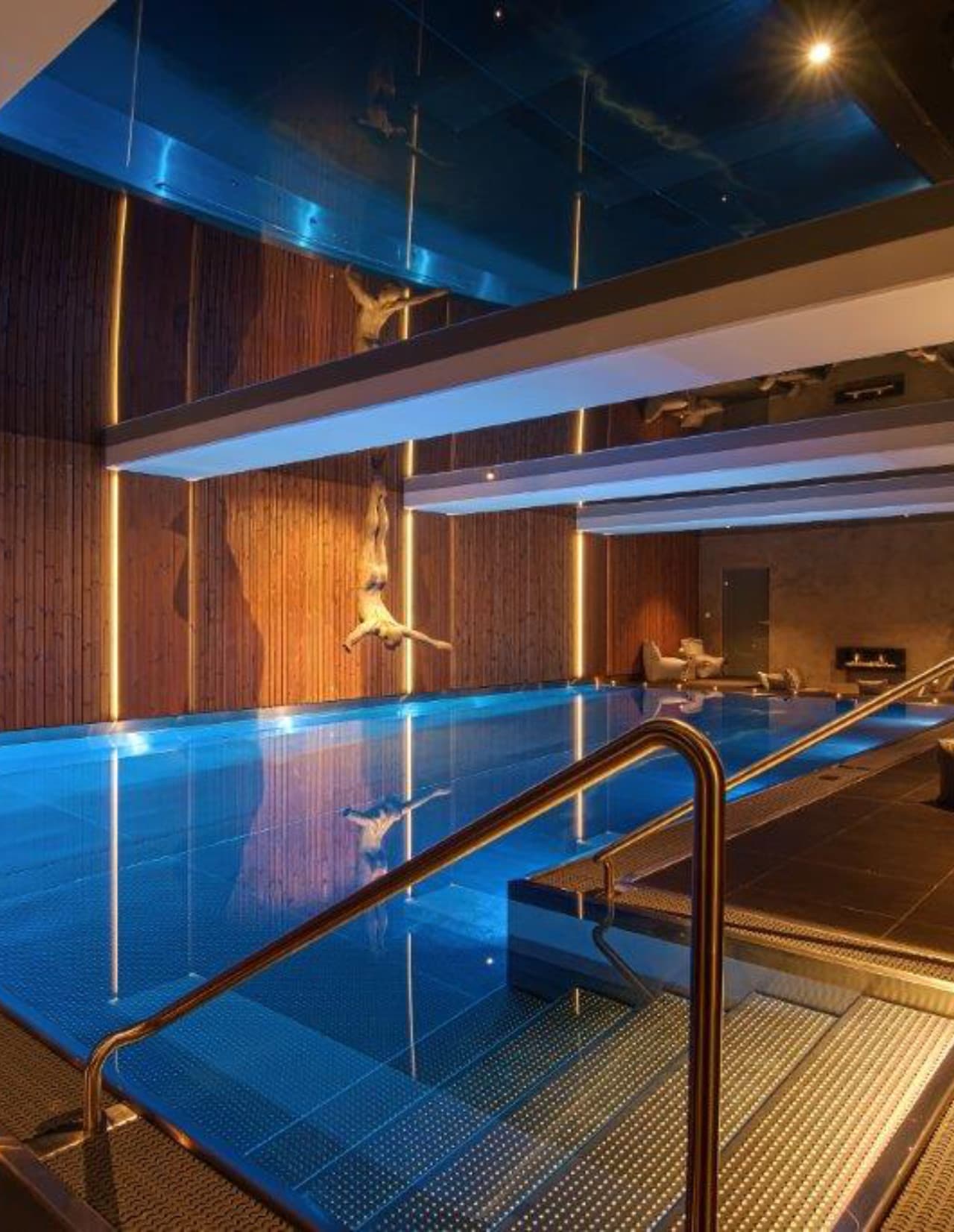 Stainless steel pool in luxury spa