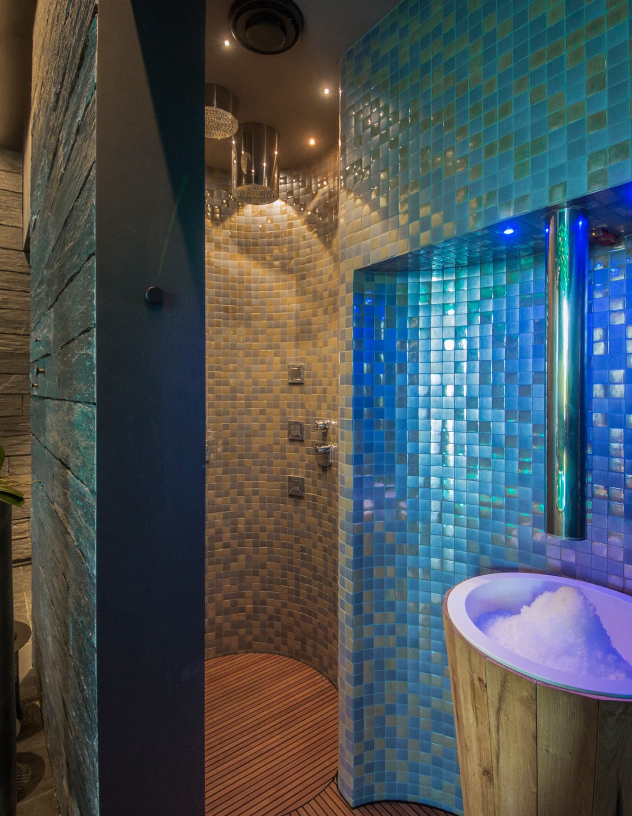 Designed shower and ice maker in luxury spa