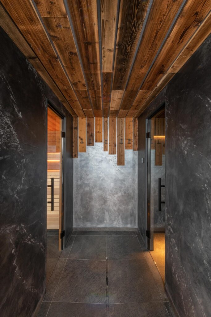 Modern wood and stone spa design