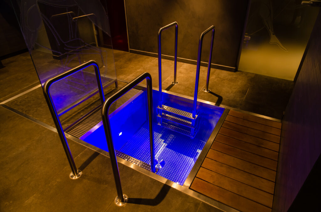 Stainless steel cooling pool in luxury spa