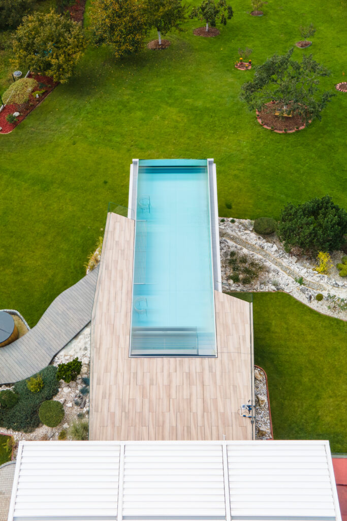 Luxury swimming pool on the terrace at family house