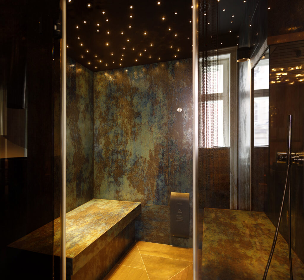 Modern steam cabin with a starry sky