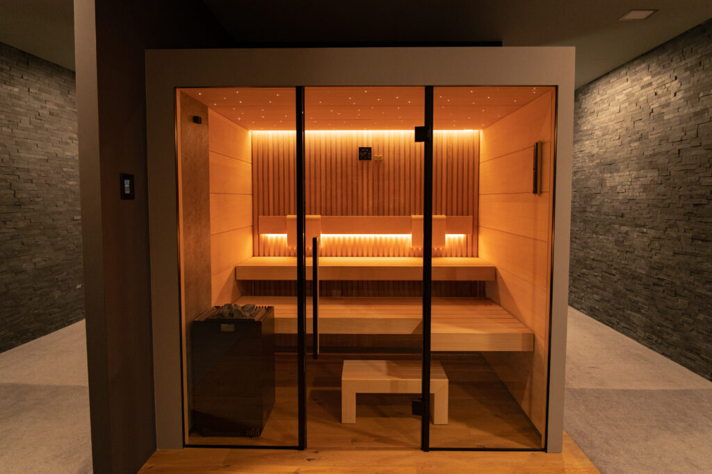 TAO Finnish sauna with a glass entrance