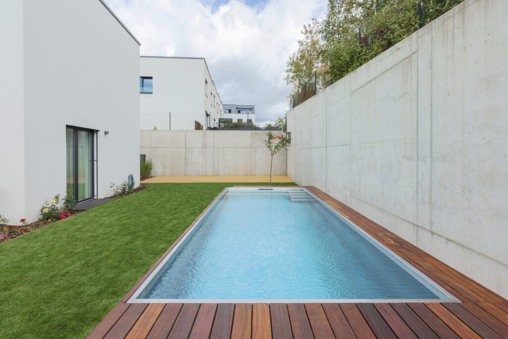 Luxury stainless steel pool in the garden