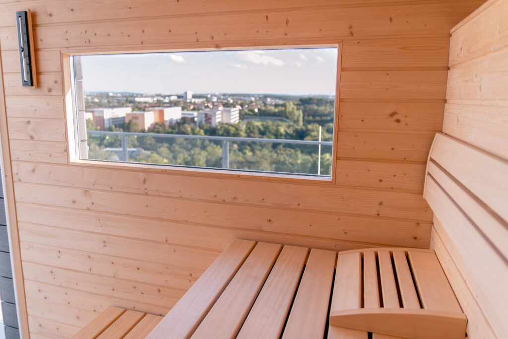 Nice view to the outside from the TAO sauna