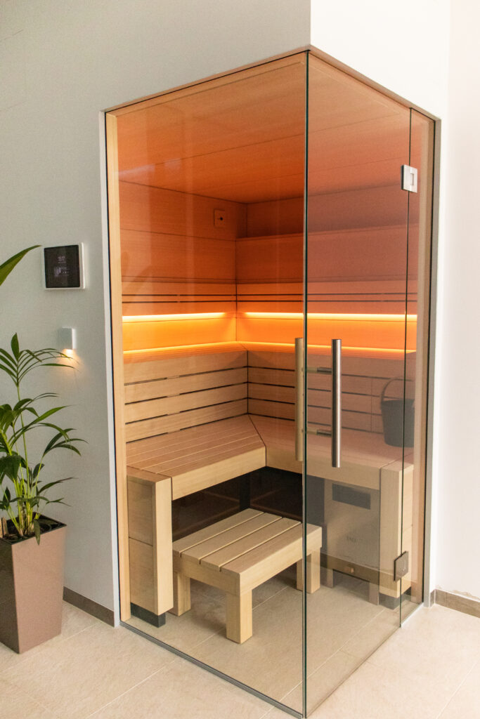 TAO indoor sauna with LED RGB lightning